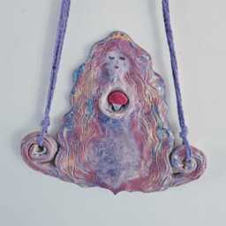 Mood Princess Ceramic Handmade Wall Hanging. Goddess, Mushroom, Moon, Happy Sad, Rebirth, Love. Change Your Charm As You Go. Personalised - thumbnail 2