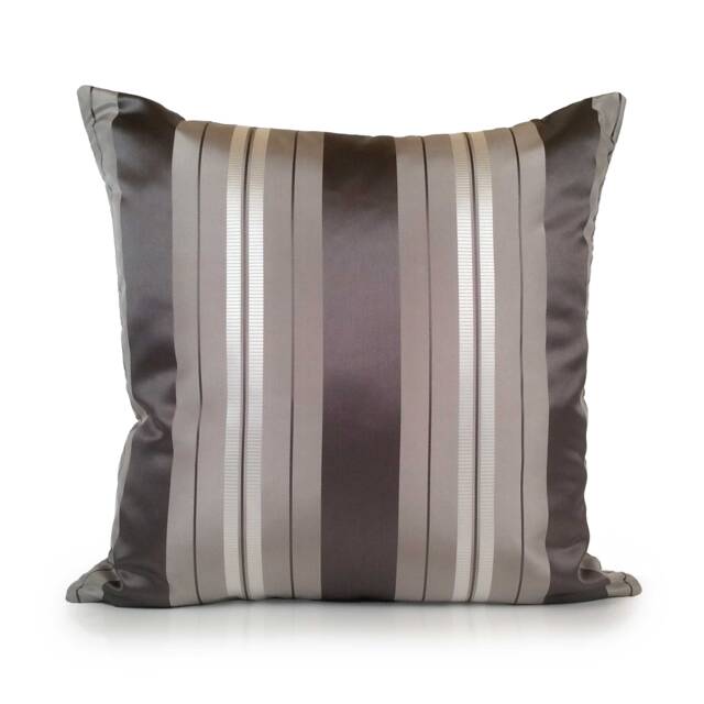 Charcoal Gray/Silver Throw Pillow Cover, Decorative Boho Farmhouse Cushion Covers, Striped Modern Pillows, Silk Blend - image 1