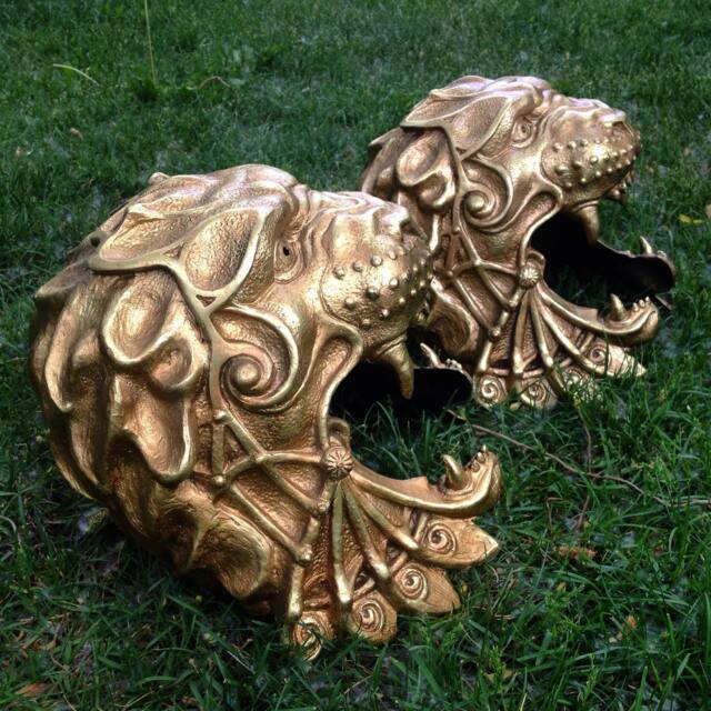 Golden Lion Mask Set Animal Masquerade Helmet, Gladiator Decor - image 1