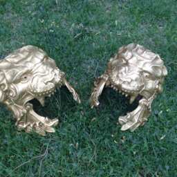 Golden Lion Mask Set Animal Masquerade Helmet, Gladiator Decor - thumbnail 4