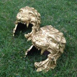 Golden Lion Mask Set Animal Masquerade Helmet, Gladiator Decor - thumbnail 3