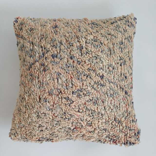 Moroccan Wool Cushion Cover, Handmade Berber Pillow, Multicoloured Vintage Rug Cushion, Tribal Throw 20''x20''/50x50 cm - image 1