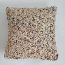 Moroccan Wool Cushion Cover, Handmade Berber Pillow, Multicoloured Vintage Rug Cushion, Tribal Throw 20''x20''/50x50 cm