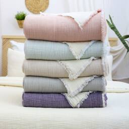 Luxury Soft Muslin Blanket, Queen Gauze Bedspread, Bed Cover, Cotton Comforter - thumbnail 1