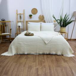 Luxury Soft Muslin Blanket, Queen Gauze Bedspread, Bed Cover, Cotton Comforter - thumbnail 4