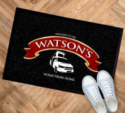 Personalised Campervan Door Mat - Pop Top Red Ribbon Label Mat 60 X 40 cm Van Life Accessories - thumbnail 1