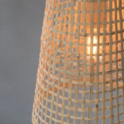 Large Cone Shape Bamboo Pendant Light - Woven Basket Lamp, Boho Rustic Decor - thumbnail 2