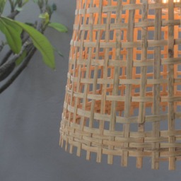 Large Cone Shape Bamboo Pendant Light - Woven Basket Lamp, Boho Rustic Decor - thumbnail 3