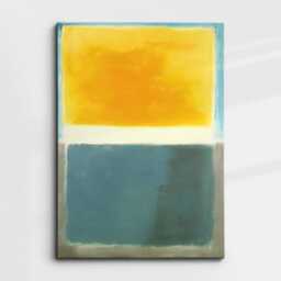 Modern Abstract Yellow & Teal Exhibition Oil Painting Wall Art, Framed Canvas Poster Print, Home Living Room Decor Gift Idea - thumbnail 3