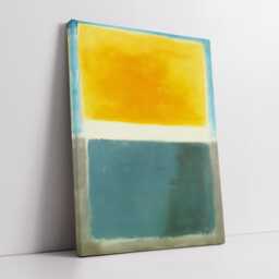 Modern Abstract Yellow & Teal Exhibition Oil Painting Wall Art, Framed Canvas Poster Print, Home Living Room Decor Gift Idea - thumbnail 2