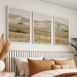 Neutral Meadow Trio, Sage Landscape Wall Art Set - thumbnail 3