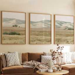 Neutral Meadow Trio, Sage Landscape Wall Art Set - thumbnail 4