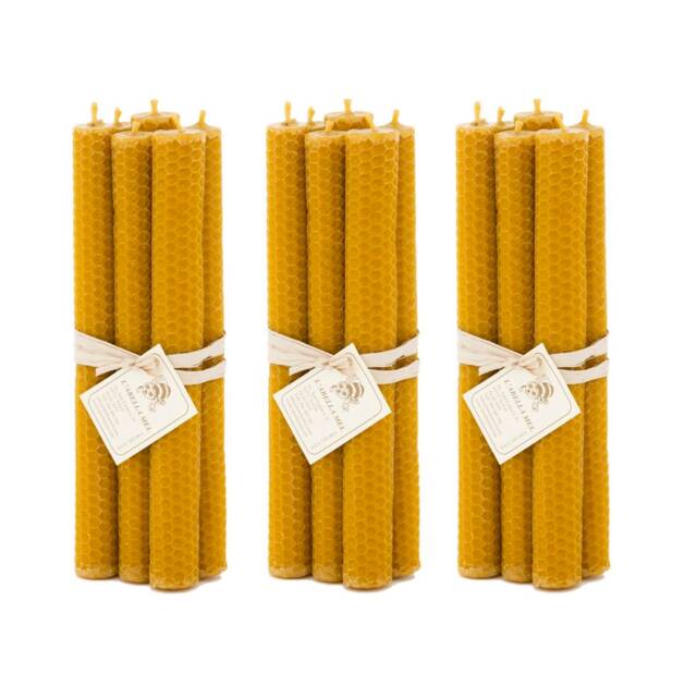 100% 3x 6 Beeswax Candles From Spain - Pure Natural Product Directly The Beekeeper Honey Scent - image 1