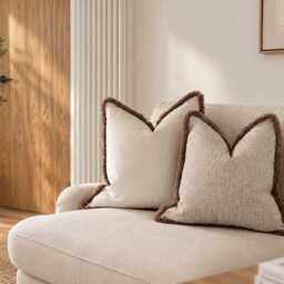 Ivory Velvet Fringed Cushion Cover Custom Size + Trim Colour - thumbnail 2