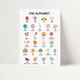 Alphabet & Numbers Prints Colorful Nursery Learning Posters - Set Of 2 - Unframed - thumbnail 3