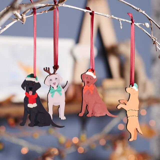 Labrador Christmas Decorations - Set Of 4 Festive Dog Ornaments For Tree Lover Gift Keepsake - image 1
