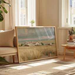 Prairie Farm Poster, Golden Field Print, Country Wall Art, Paper - thumbnail 4
