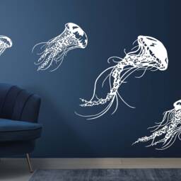 Jellyfish Wall Decals Set Of 4 German Vinyl Stickers Se042 - thumbnail 2