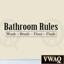 Mirror Decal Funny Bathroom Art Sign - Wash, Brush, Floss, Flush Vinyl Wall Decor For Kids - Vwaq - thumbnail 2