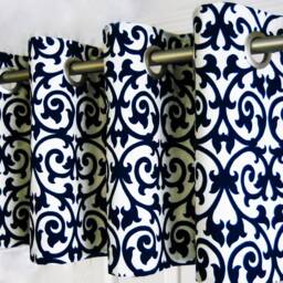 Toile Curtain Panel, Gold Beige Green Drapes, Victorian Country Style - thumbnail 2