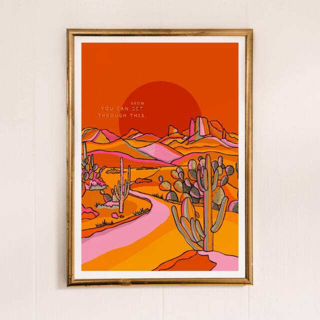 Texas Desert Cactus Art Print, Colorful Southwest Illustration - image 1