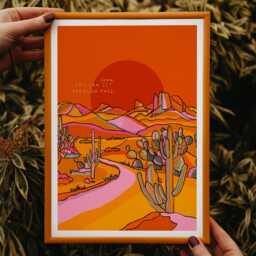 Texas Desert Cactus Art Print, Colorful Southwest Illustration - thumbnail 3