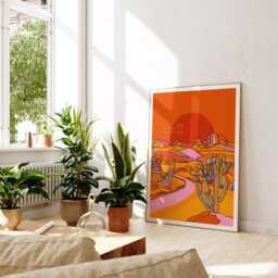 Texas Desert Cactus Art Print, Colorful Southwest Illustration - thumbnail 2