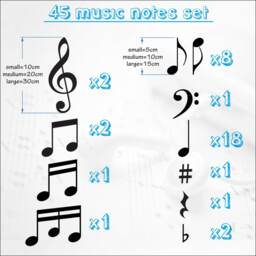 45 Music Notes Sticker Love Wall Art Diy Decoration Room Car Shower Tablet - thumbnail 2