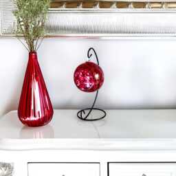 Burgundy & Gold Glass Candle Holder, Elegant Decorative Home D??cor, Holidays Romantic Ambience - thumbnail 2