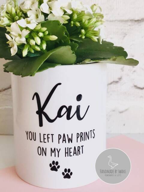 Plant Pot, Pet Loss, Dog Memorial, Pet Memorial Gift, in Memory Of, Special Heart Keepsake, Bereavement, Left Paw Prints - image 1