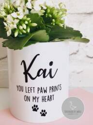 Plant Pot, Pet Loss, Dog Memorial, Pet Memorial Gift, in Memory Of, Special Heart Keepsake, Bereavement, Left Paw Prints - thumbnail 1