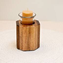 Handmade Wood Votive Candle Holder Maple, Oak & Walnut With Glass - thumbnail 3