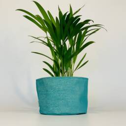 Handmade Turquoise/Green Plant Pot Cover, Reclaimed Fabric - thumbnail 3