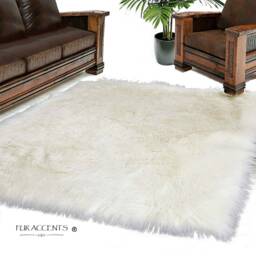 White Rectangle Shag Rug - Sheepskin Luxury Faux Fur Shaggy Soft Room Size Handmade Designer Rugs Accents Usa - thumbnail 3