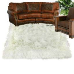 White Rectangle Shag Rug - Sheepskin Luxury Faux Fur Shaggy Soft Room Size Handmade Designer Rugs Accents Usa - thumbnail 1