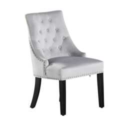 Windsor Velvet Dining Chair - Button Tufted Knocker Back Accent With Wooden Legs - thumbnail 2