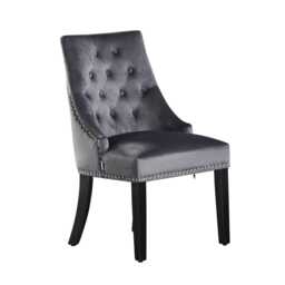 Windsor Velvet Dining Chair - Button Tufted Knocker Back Accent With Wooden Legs - thumbnail 3