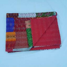 Handmade Kantha Quilt, Bedspread, Indian Throw, Cotton Quilts, 100% Cotton, Handblock Quilt - thumbnail 4