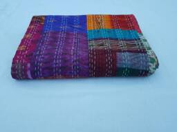 Handmade Kantha Quilt, Bedspread, Indian Throw, Cotton Quilts, 100% Cotton, Handblock Quilt - thumbnail 1