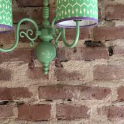 Light Green Wall Lamp. French Antique. Lilac Glass Ornaments. 26cm High. This Isn't A Mass-Produced Item Only One Was Made - thumbnail 2