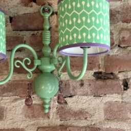 Light Green Wall Lamp. French Antique. Lilac Glass Ornaments. 26cm High. This Isn't A Mass-Produced Item Only One Was Made - thumbnail 3