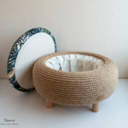 Handmade Jute Rope Ottoman - Upcycled Car Tire One Of A Kind Furniture Pieces - thumbnail 3