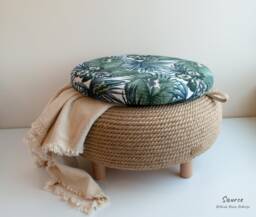 Handmade Jute Rope Ottoman - Upcycled Car Tire One Of A Kind Furniture Pieces