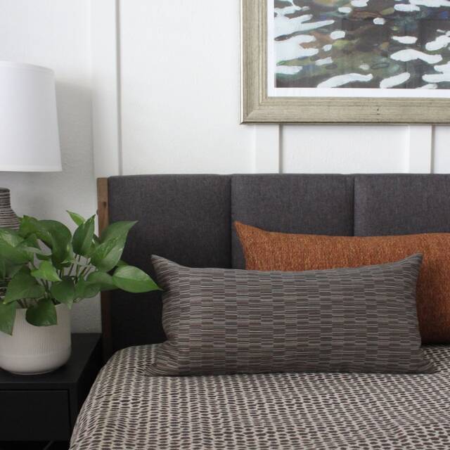 Pewter Grey Throw Pillow Cover Decorative Matchstick Upholstery Fabric Square & Lumbar Pillowcase - image 1