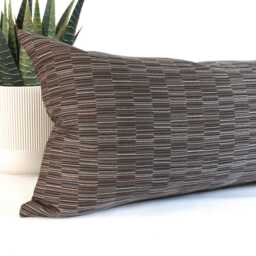 Pewter Grey Throw Pillow Cover Decorative Matchstick Upholstery Fabric Square & Lumbar Pillowcase - thumbnail 2