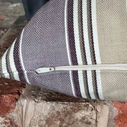 1346. Filey Grape Herringbone Ticking Stripe 100% Cotton Cushion Cover. Various Sizes - thumbnail 3