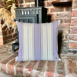 1346. Filey Grape Herringbone Ticking Stripe 100% Cotton Cushion Cover. Various Sizes - thumbnail 1