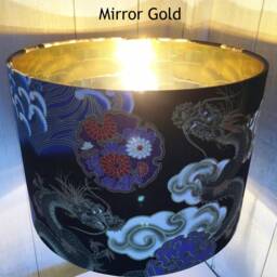 Japanese Dragon Lampshade Oriental Gold Accents, Table/Ceiling Light - thumbnail 4