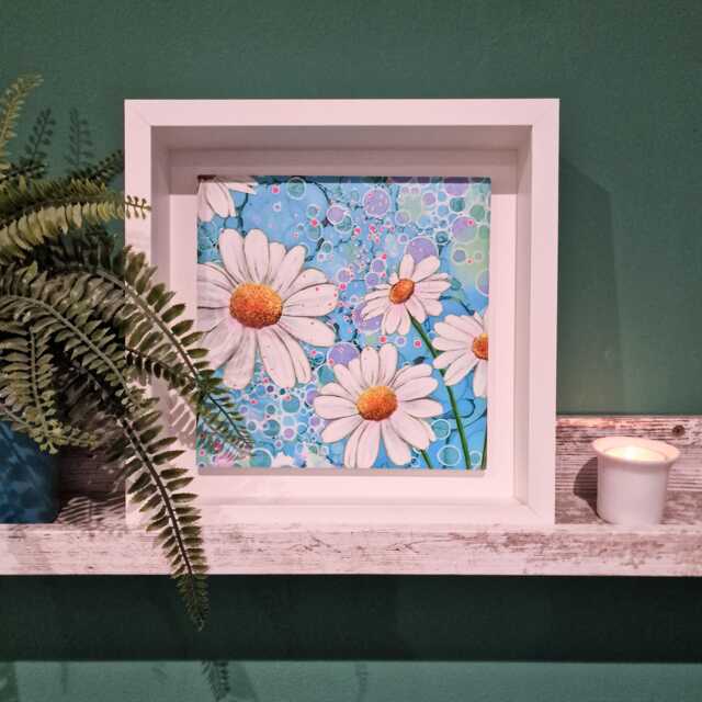 Daisy Framed Wall Art Colorful Floral Home Decor - 9.8In - image 1