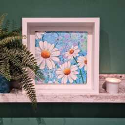 Daisy Framed Wall Art Colorful Floral Home Decor - 9.8In - thumbnail 1